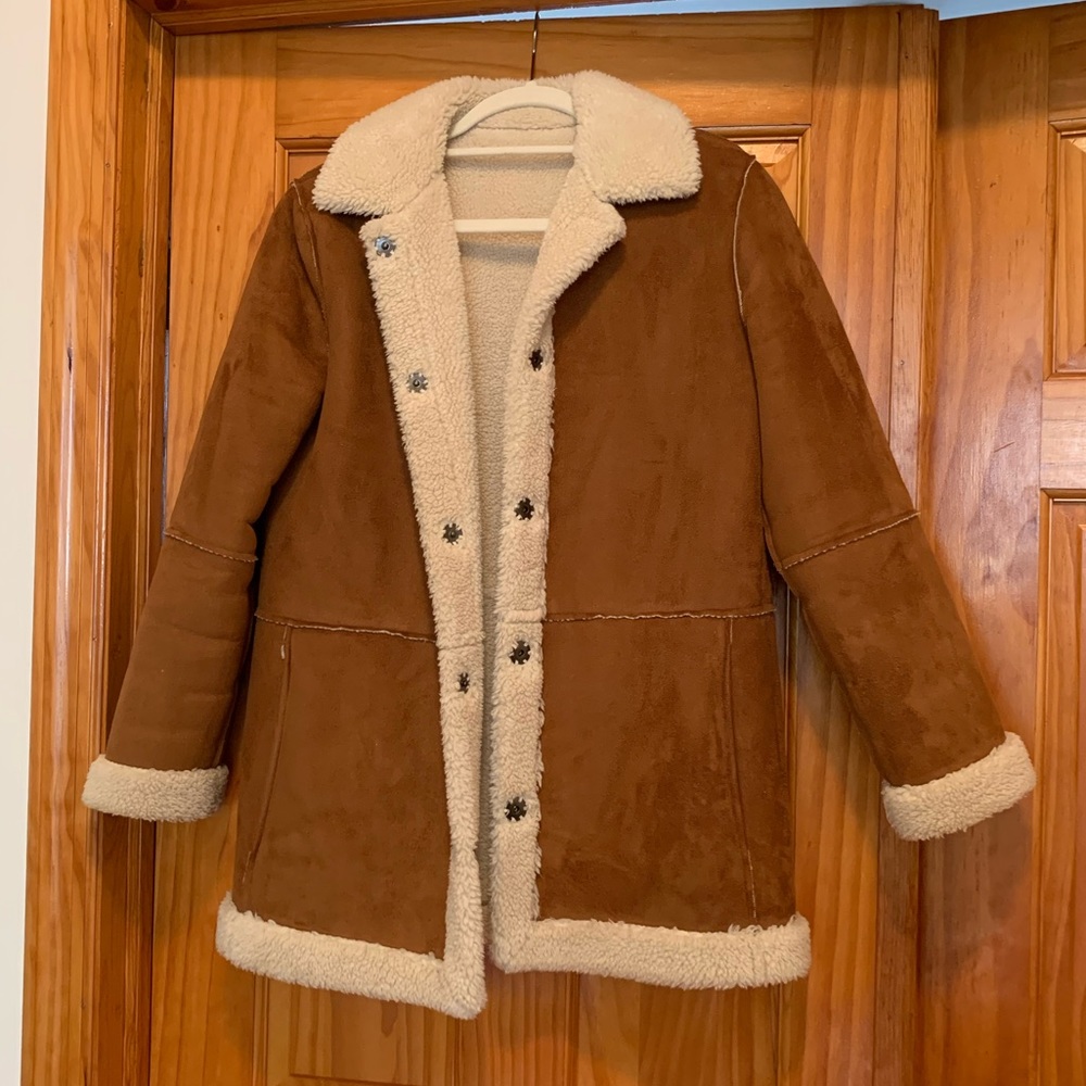 Sueded Sherpa Jacket, XS